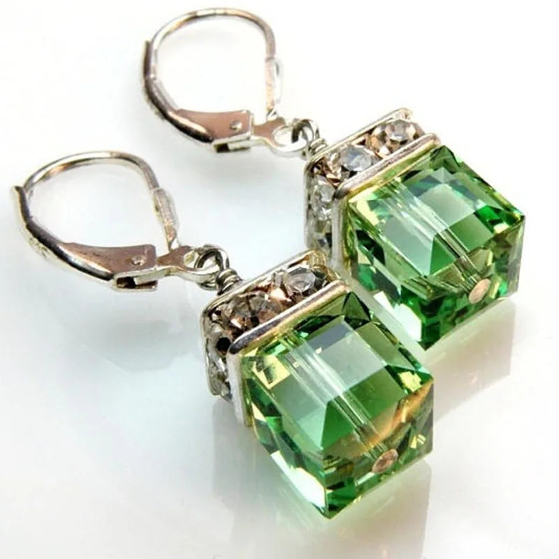 Peridot Crystal Earrings Green Earrings Drop  Dangle Earrings