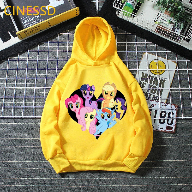 Rainbow Design Horse Unicorn Hoodies For Teen Boys 2021 Spring Autumn Winter Top Clothes Baby Girls Sweatshirt Kids Streetwear