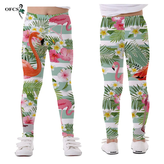 NEW Design Spring Girls Leggings Kids Girls Clothes Flower Printing Elastic Trousers Children Hot Pants For Girl Wear 5-12 Years