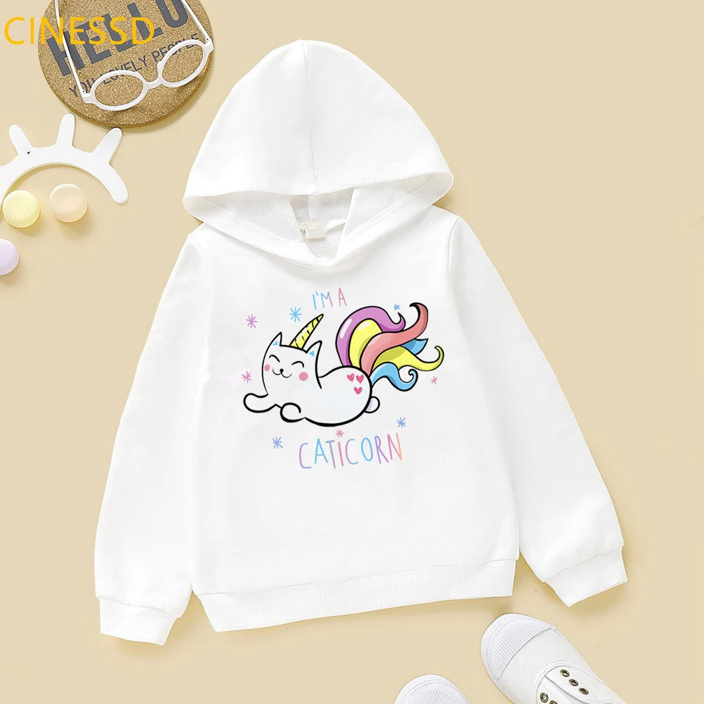 Rainbow Design Horse Unicorn Hoodies For Teen Boys 2021 Spring Autumn Winter Top Clothes Baby Girls Sweatshirt Kids Streetwear