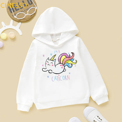 Rainbow Design Horse Unicorn Hoodies For Teen Boys 2021 Spring Autumn Winter Top Clothes Baby Girls Sweatshirt Kids Streetwear