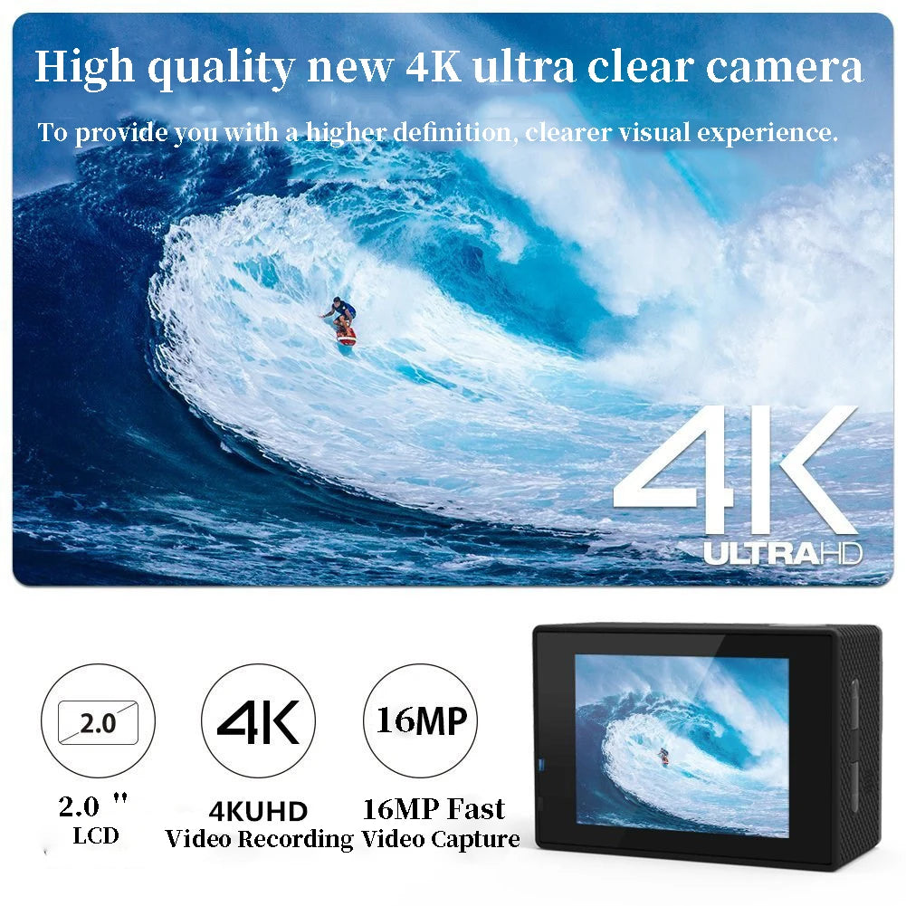 Action Camera Q1 Ultra HD 4K30FPS 16.0MP Wi-Fi 2.0" Screen 170D DVR Webcam Underwater 30M Helmet Video Recording Sport Camera