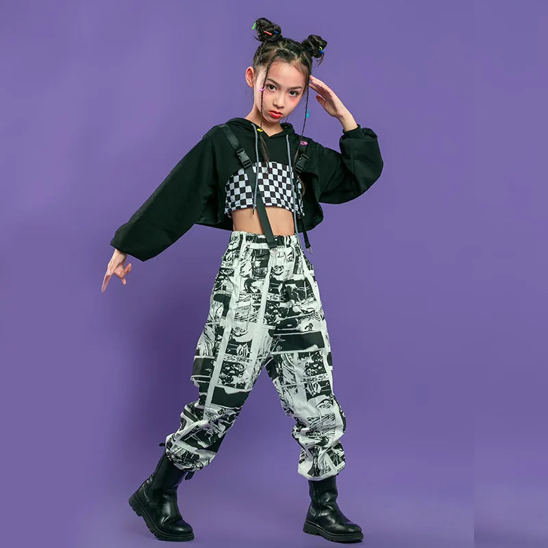 Fashion Hoddies Jogger Kids Hip Hop Dancing Clothes Ballroom Costumes for Girls Jazz Street Dance Wear Dancewear Stage Outfit