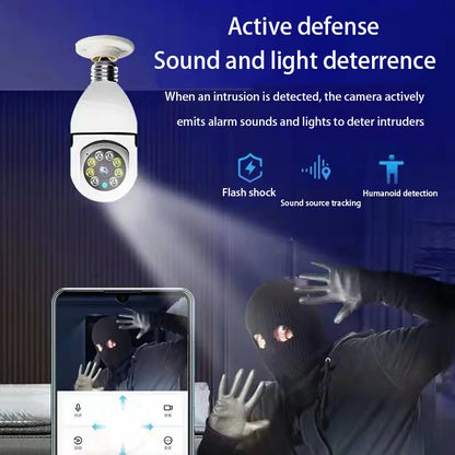 1080P Wifi Bulb E27 Surveillance Camera Full Color Night Vision 360° Rotating  Automatic Human Tracking Two-way Talk Smart Home