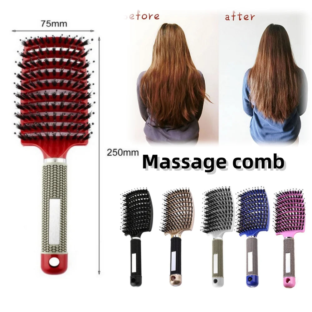 Hair Scalp Massage Comb Hairbrush Bristle Nylon Women Wet Curly Detangle Hair Brush for Salon Hairdressing Styling Tools