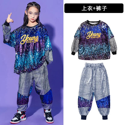 Kids Ballroom Dancing Clothes Hip Hop Costumes for Girls Boys Jazz Stage Outfits Dancewear Party Street Dance Wear T Shirt Pants