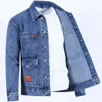 2023 Spring and Autumn New Fashion Trend Solid Color Denim Jacket Men's Casual Loose Comfortable Large Size High Quality Coat