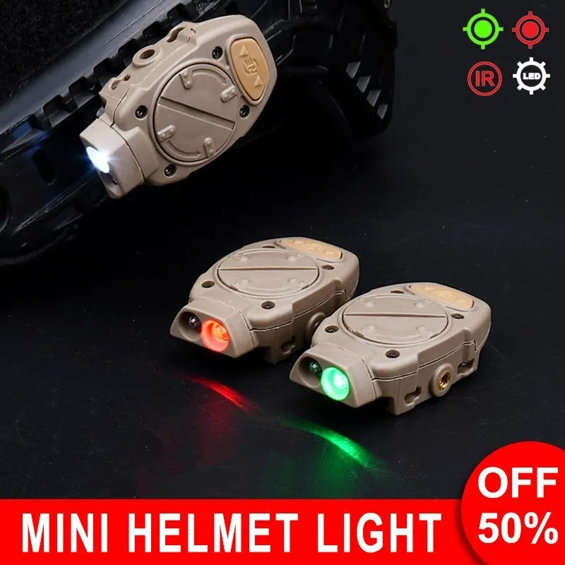 WADSN Tactical Mini Helmet Light White Red Green IR Fast Helmet Flashlight For Picatinny Rail Airsoft Hunting Rifle Switch Lamp