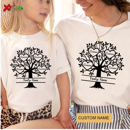 Family Matching Outfits Shirt Tree Girl Shirt Toddler Baby Clothing Personalized Name Party Mommy and Daughter Matching Clothes