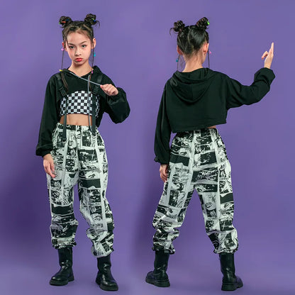 Fashion Hoddies Jogger Kids Hip Hop Dancing Clothes Ballroom Costumes for Girls Jazz Street Dance Wear Dancewear Stage Outfit