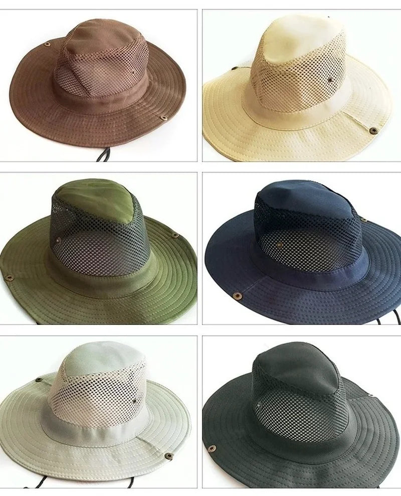 New Sun Protection Fishing Hat Summer Breathable Mesh Camping Hiking Caps Anti-UV Sun Hat Mountaineering Caps Men's Panama Hat