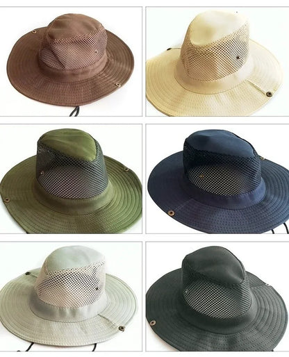 New Sun Protection Fishing Hat Summer Breathable Mesh Camping Hiking Caps Anti-UV Sun Hat Mountaineering Caps Men's Panama Hat