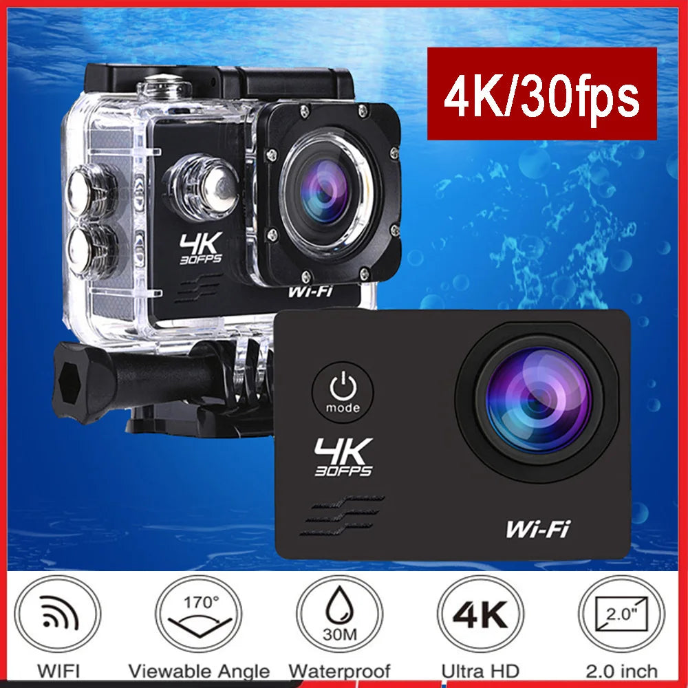 Action Camera Q1 Ultra HD 4K30FPS 16.0MP Wi-Fi 2.0" Screen 170D DVR Webcam Underwater 30M Helmet Video Recording Sport Camera