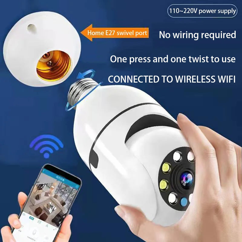 1080P Wifi Bulb E27 Surveillance Camera Full Color Night Vision 360° Rotating  Automatic Human Tracking Two-way Talk Smart Home