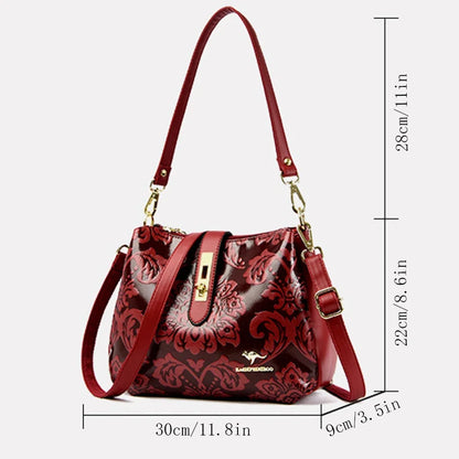 Women Retro Printed Shoulder Bag 2024 High Quality Leather Female Crossbody Messenger Sac Brand Designer Design Handbags Purses