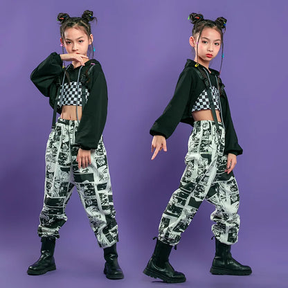 Fashion Hoddies Jogger Kids Hip Hop Dancing Clothes Ballroom Costumes for Girls Jazz Street Dance Wear Dancewear Stage Outfit